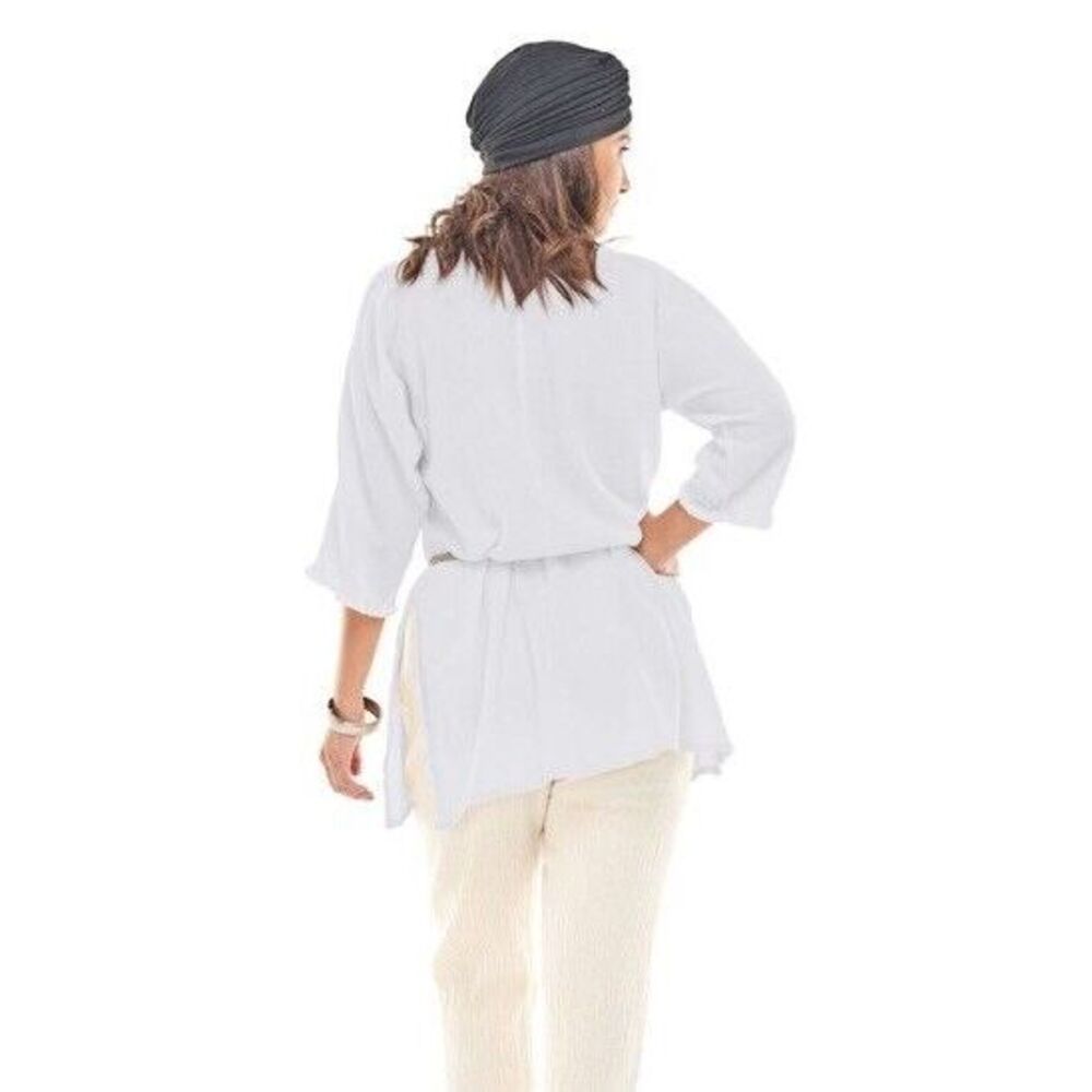 Oh My Gauze Suzi Snow Tunic Top White Womens Size #3 US XXL Cotton Ruffled Airy - Picture 9 of 10